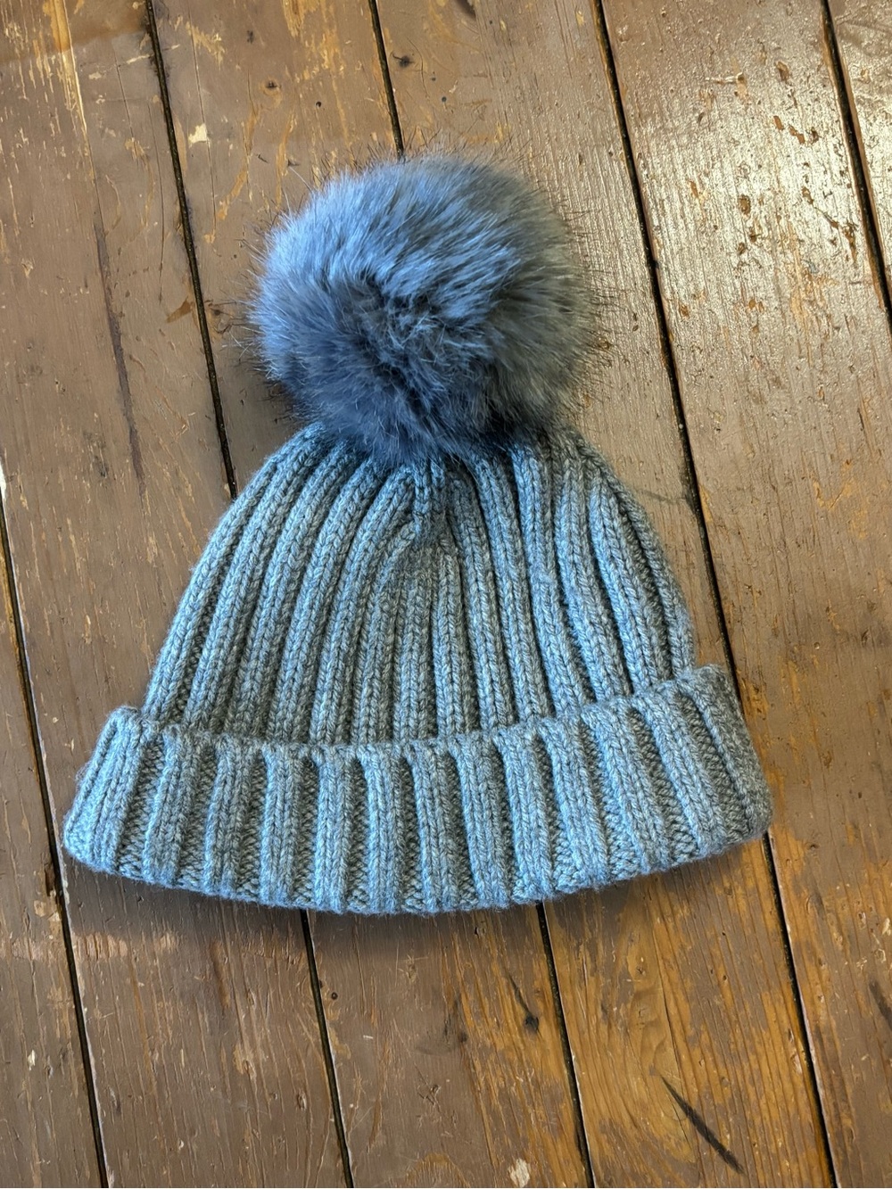 J. Crew Ribbed Beanie with faux-fur pom-pom
